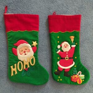 2 Vintage Santa Christmas Stockings